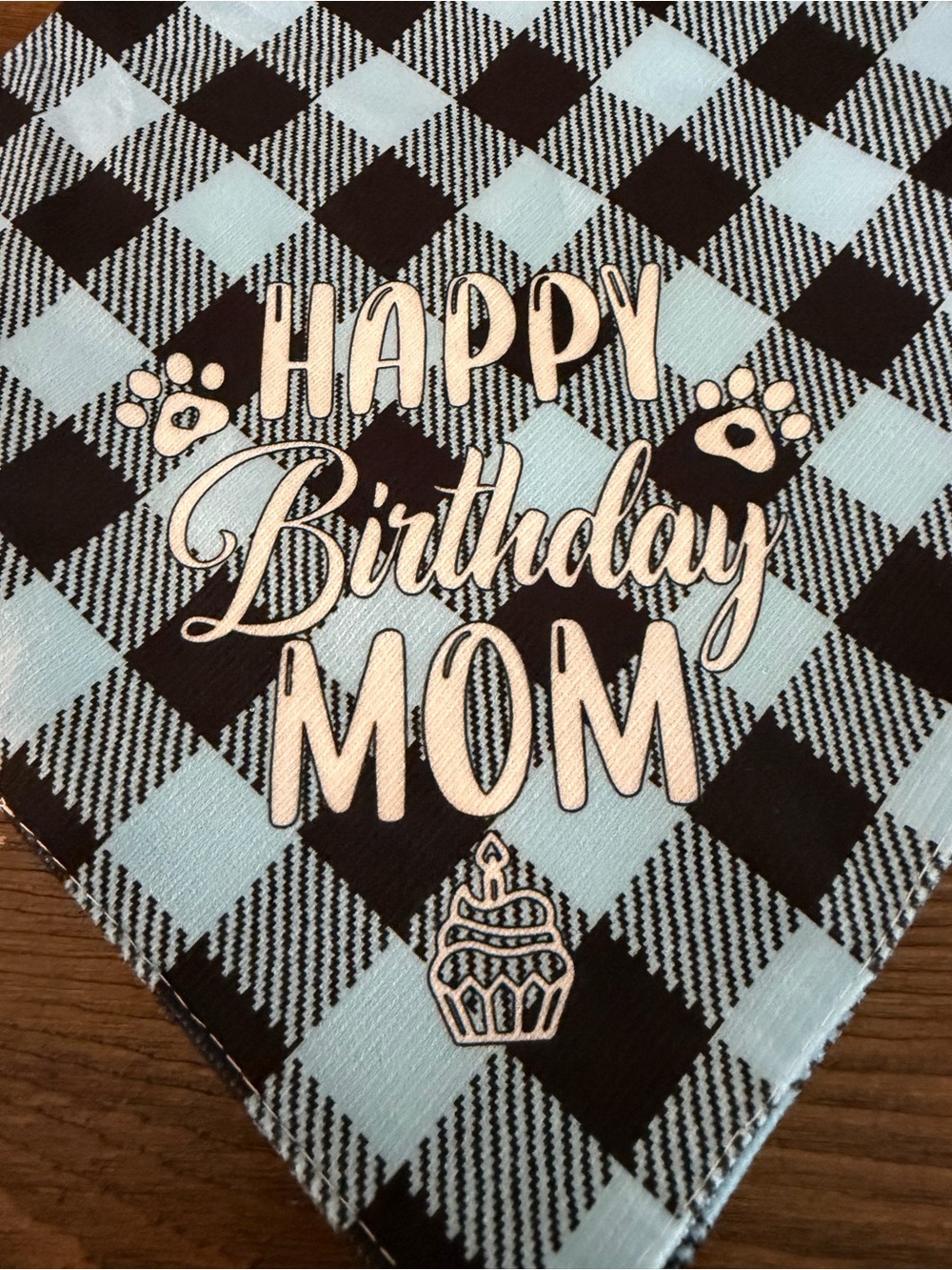 Dog Bandanna Happy Birthday Mom Plaid